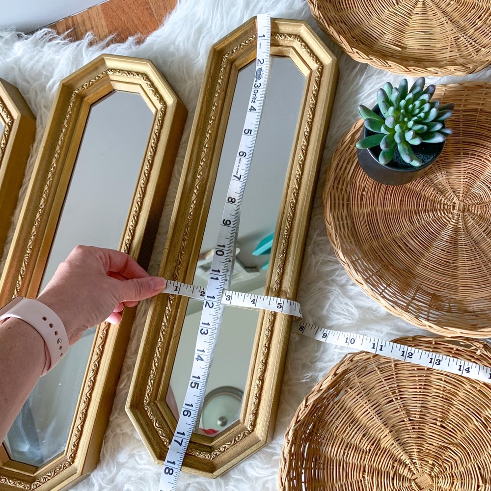 Vintage MCM Gold Faux Brass Accent Mirrors (3) - Picture 4 of 6